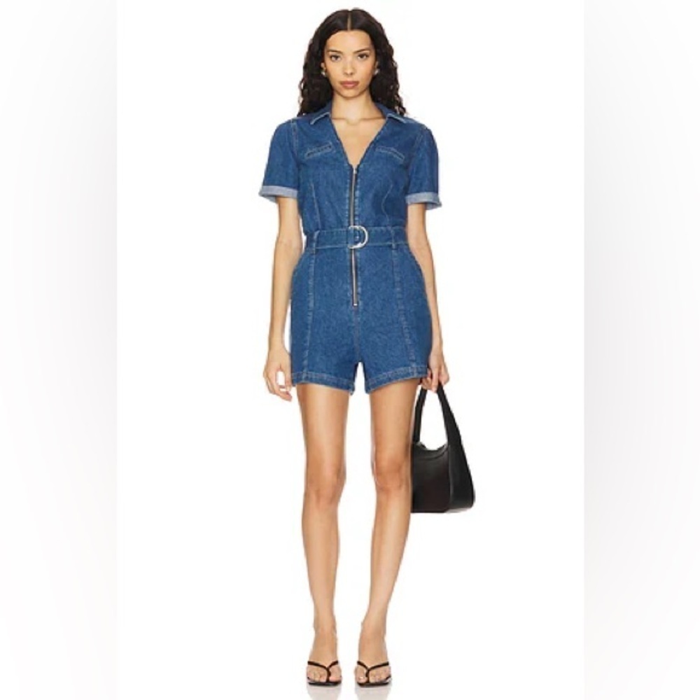 NWT Revolve PAIGE Meg Denim Romper Merel Blue Size 2